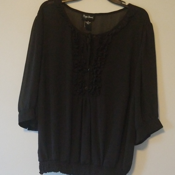 Maggie Barnes Tops - Maggie Barnes Black Blouse with built in Tank.